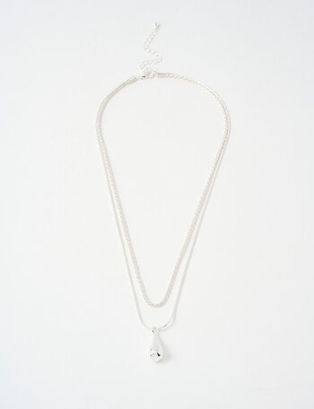 Whistle Accessories Teardrop Necklace, Silver Tone product photo