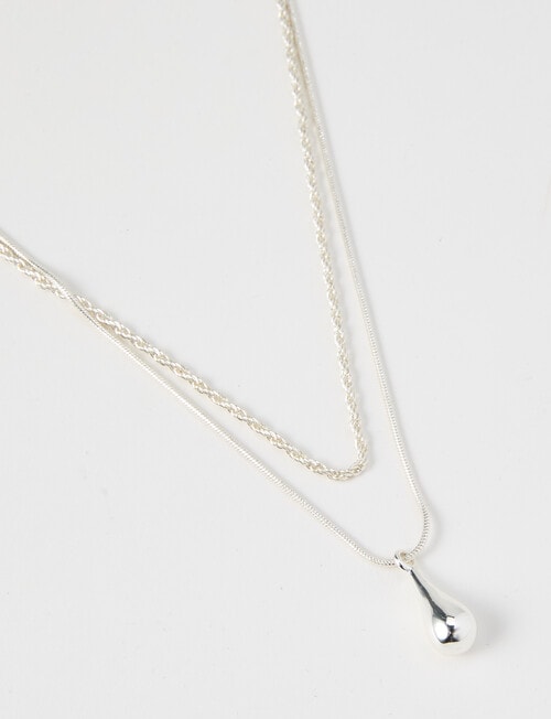 Whistle Accessories Teardrop Necklace, Silver Tone product photo View 02 L