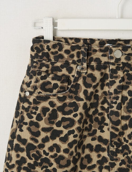 Switch Leopard Denim Mini Skirt, Natural product photo View 02 L
