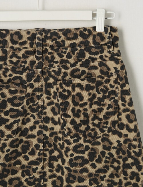 Switch Leopard Denim Mini Skirt, Natural product photo View 03 L