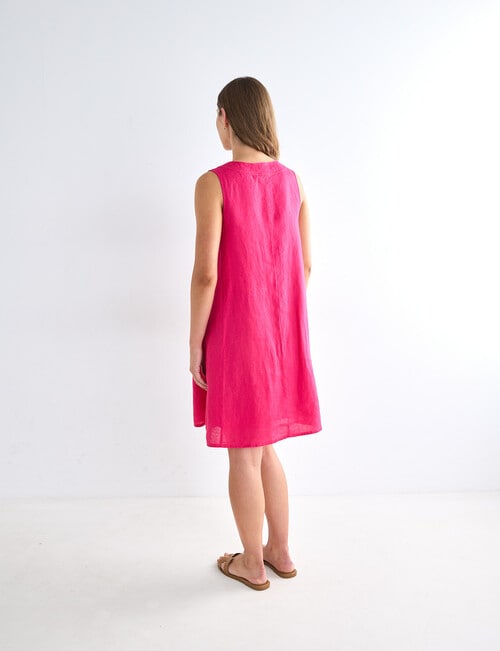 Zest Linen Lace Up Shift Dress, Bougainvillea product photo View 02 L