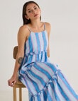 Zest Linen Maxi Stripe Frill Dress, Blues product photo