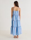 Zest Linen Maxi Stripe Frill Dress, Blues product photo View 02 S