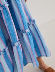 Zest Linen Maxi Stripe Frill Dress, Blues product photo View 06 S