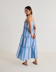 Zest Linen Maxi Stripe Frill Dress, Blues product photo View 08 S