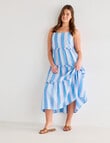 Zest Linen Maxi Stripe Frill Dress, Blues product photo View 13 S