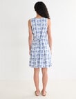Zest Stamp Print Button Front Dress, Blue & White product photo View 02 S