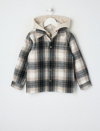 Mac & Ellie Check Shacket, Stone product photo