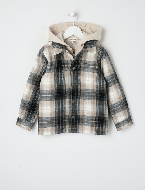 Mac & Ellie Check Shacket, Stone product photo