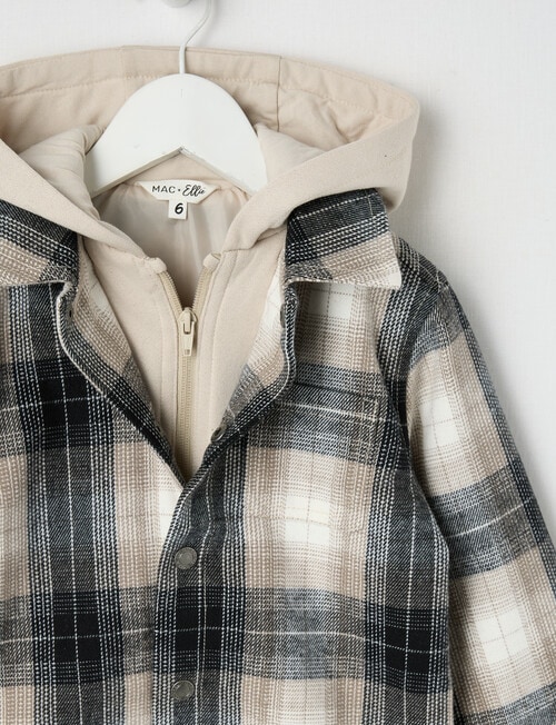 Mac & Ellie Check Shacket, Stone product photo View 03 L