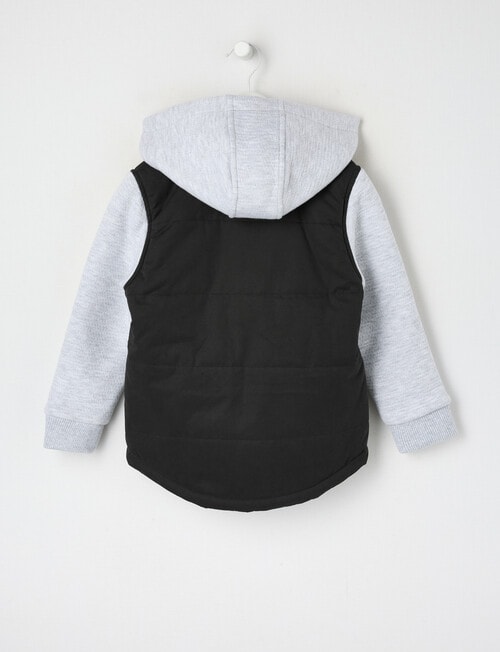 Mac & Ellie Knit Woven Puffer Jacket, Black product photo View 02 L