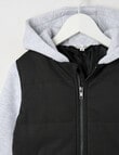 Mac & Ellie Knit Woven Puffer Jacket, Black product photo View 03 S