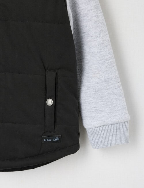Mac & Ellie Knit Woven Puffer Jacket, Black product photo View 04 L