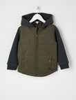 Mac & Ellie Knit Woven Puffer Jacket, Khaki product photo