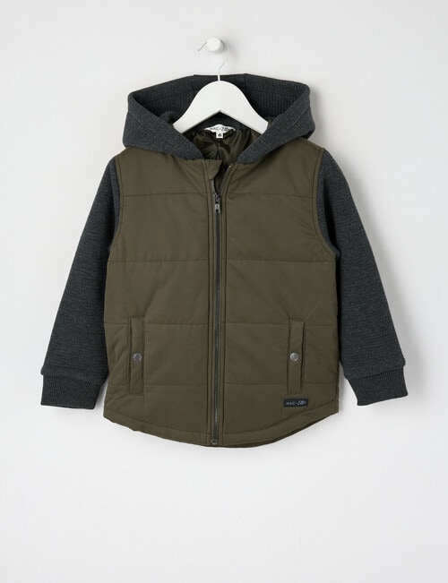 Mac & Ellie Knit Woven Puffer Jacket, Khaki product photo