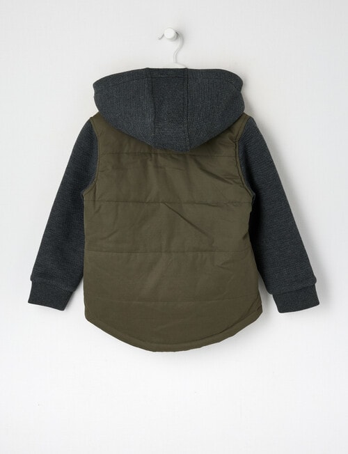 Mac & Ellie Knit Woven Puffer Jacket, Khaki product photo View 02 L