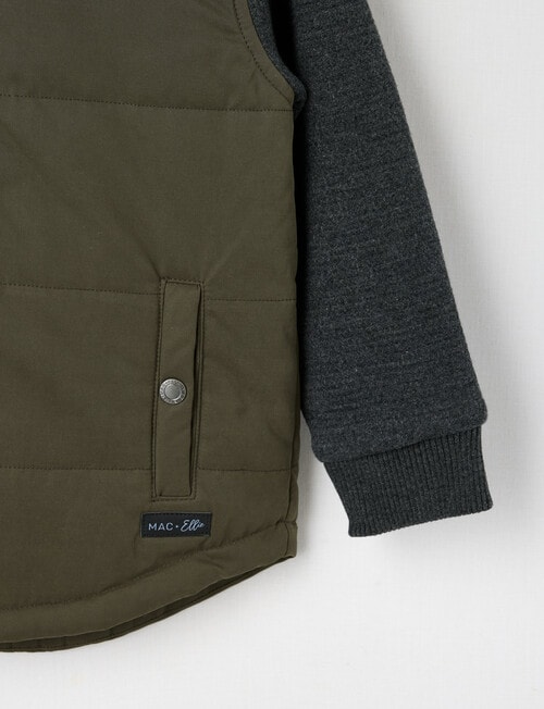 Mac & Ellie Knit Woven Puffer Jacket, Khaki product photo View 04 L