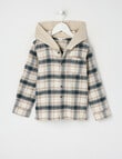 Mac & Ellie Check Hooded Long Sleeve Shirt, Natural product photo