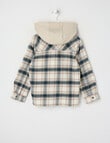 Mac & Ellie Check Hooded Long Sleeve Shirt, Natural product photo View 02 S