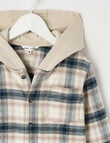 Mac & Ellie Check Hooded Long Sleeve Shirt, Natural product photo View 03 S