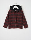 Mac & Ellie Check Hooded Long Sleeve Shirt, Burgundy product photo
