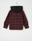 Mac & Ellie Check Hooded Long Sleeve Shirt, Burgundy product photo View 02 S