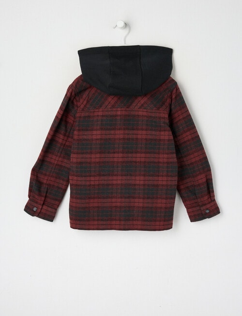 Mac & Ellie Check Hooded Long Sleeve Shirt, Burgundy product photo View 02 L