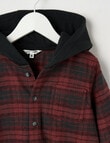 Mac & Ellie Check Hooded Long Sleeve Shirt, Burgundy product photo View 03 S