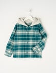 Mac & Ellie Check Long Sleeve Hooded Shirt, Teal product photo