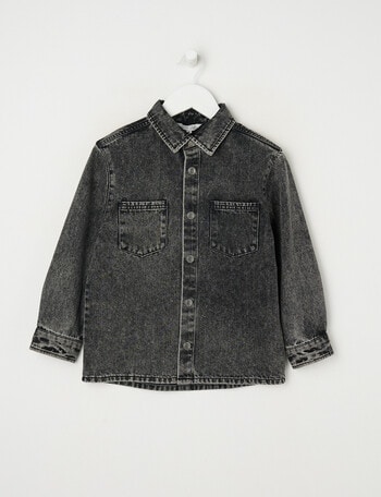 Mac & Ellie Long Sleeve Denim Shirt, Black product photo