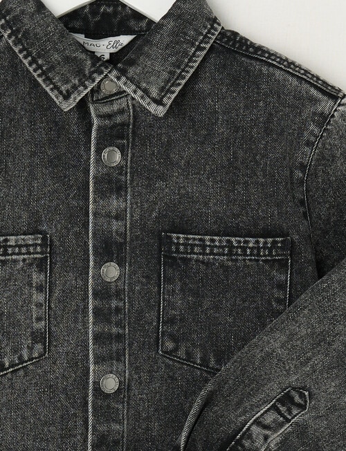 Mac & Ellie Long Sleeve Denim Shirt, Black product photo View 02 L