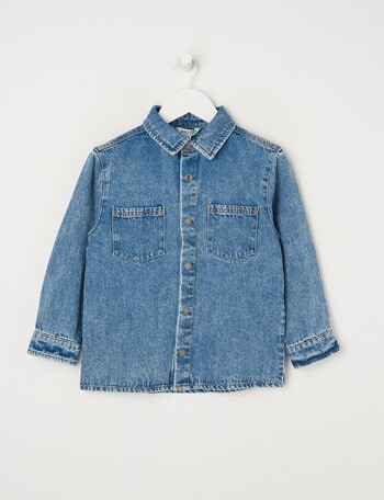 Mac & Ellie Long Sleeve Denim Shirt, Blue product photo
