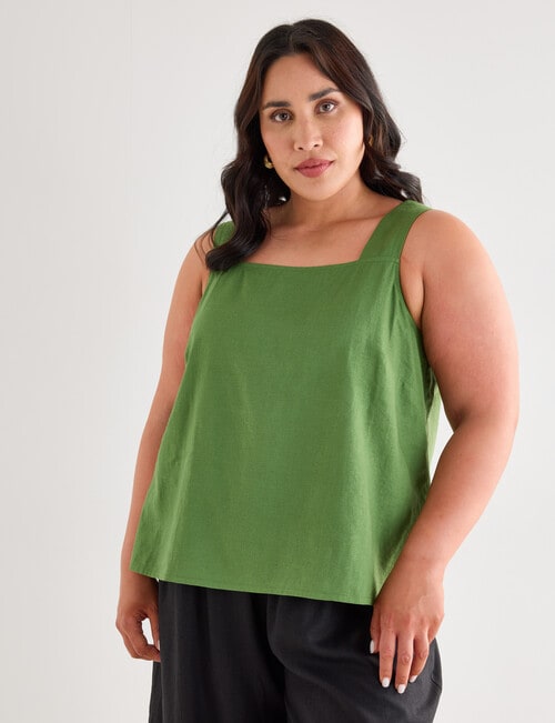 Studio Curve Linen Blend Swing Tank Top, Apple product photo View 02 L