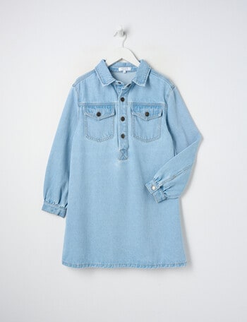 Switch Ava Long-Sleeve Denim Shirt Dress, Washed Blue product photo