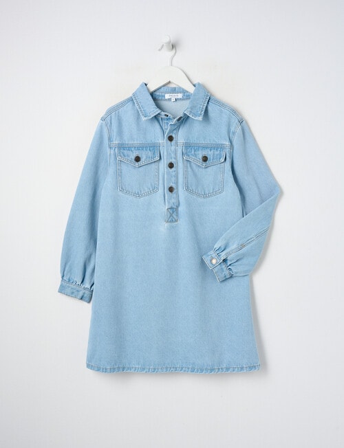 Switch Ava Long-Sleeve Denim Shirt Dress, Washed Blue product photo