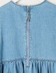 Switch Short Sleeve Bow Detail Denim Dress, Mid Blue product photo View 04 S