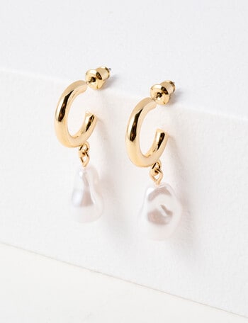 Whistle Accessories Faux Pearl Earrings, Gold Tone product photo