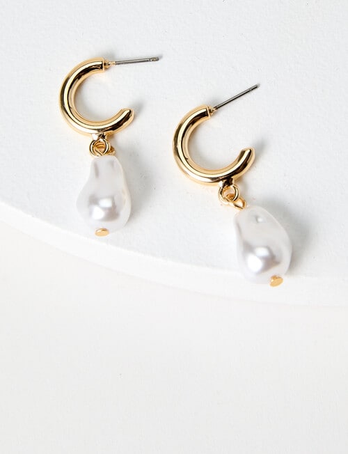 Whistle Accessories Faux Pearl Earrings, Gold Tone product photo
