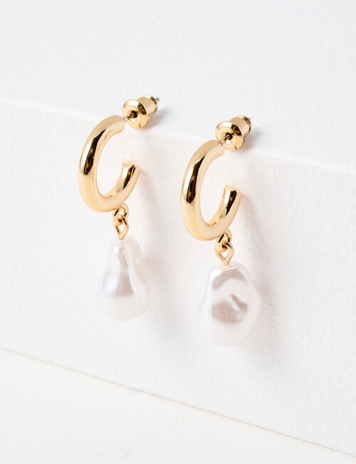 Whistle Accessories Faux Pearl Earrings, Gold Tone product photo