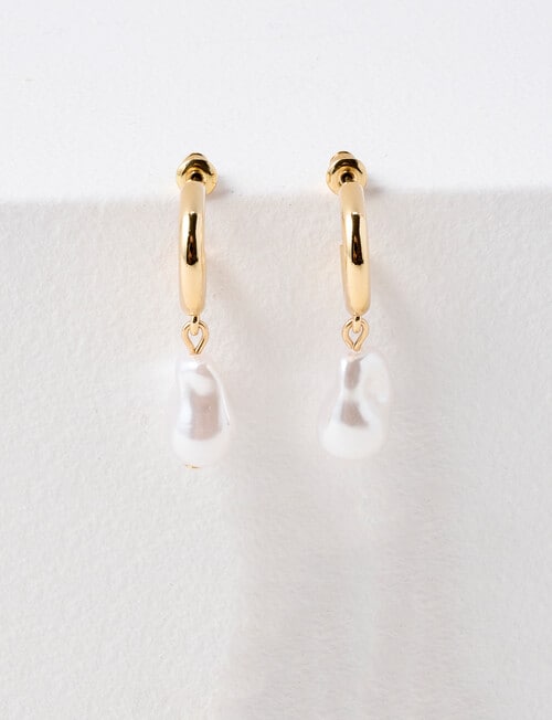 Whistle Accessories Faux Pearl Earrings, Gold Tone product photo View 02 L