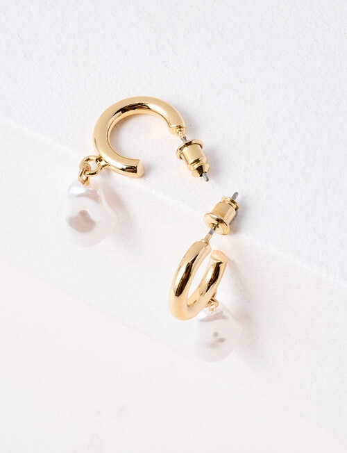 Whistle Accessories Faux Pearl Earrings, Gold Tone product photo View 03 L