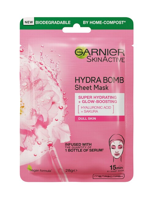 Garnier Hydra Bomb Sheet Mask Sakura, 28g - Treatments & Masks