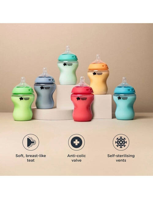 Tommee Tippee Natural Start Baby Bottles, 260ml, 6-Pack, Multi-Colour product photo View 04 L