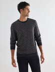 North South Merino Merino Jumper Crew Neck Stripe, Charcoal Marle product photo