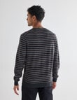 North South Merino Merino Jumper Crew Neck Stripe, Charcoal Marle product photo View 02 S