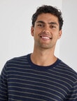 North South Merino Merino Jumper Crew Neck Stripe, Navy Marle product photo View 05 S