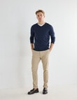 North South Merino Merino V-Neck Jumper, Navy Marle product photo View 03 S
