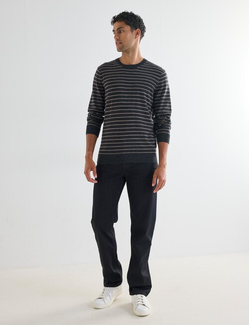 North South Merino Merino Jumper Crew Neck Stripe, Charcoal Marle product photo View 03 L