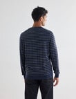 North South Merino Merino Jumper Crew Neck Stripe, Navy Marle product photo View 02 S