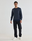 North South Merino Merino Jumper Crew Neck Stripe, Navy Marle product photo View 03 S